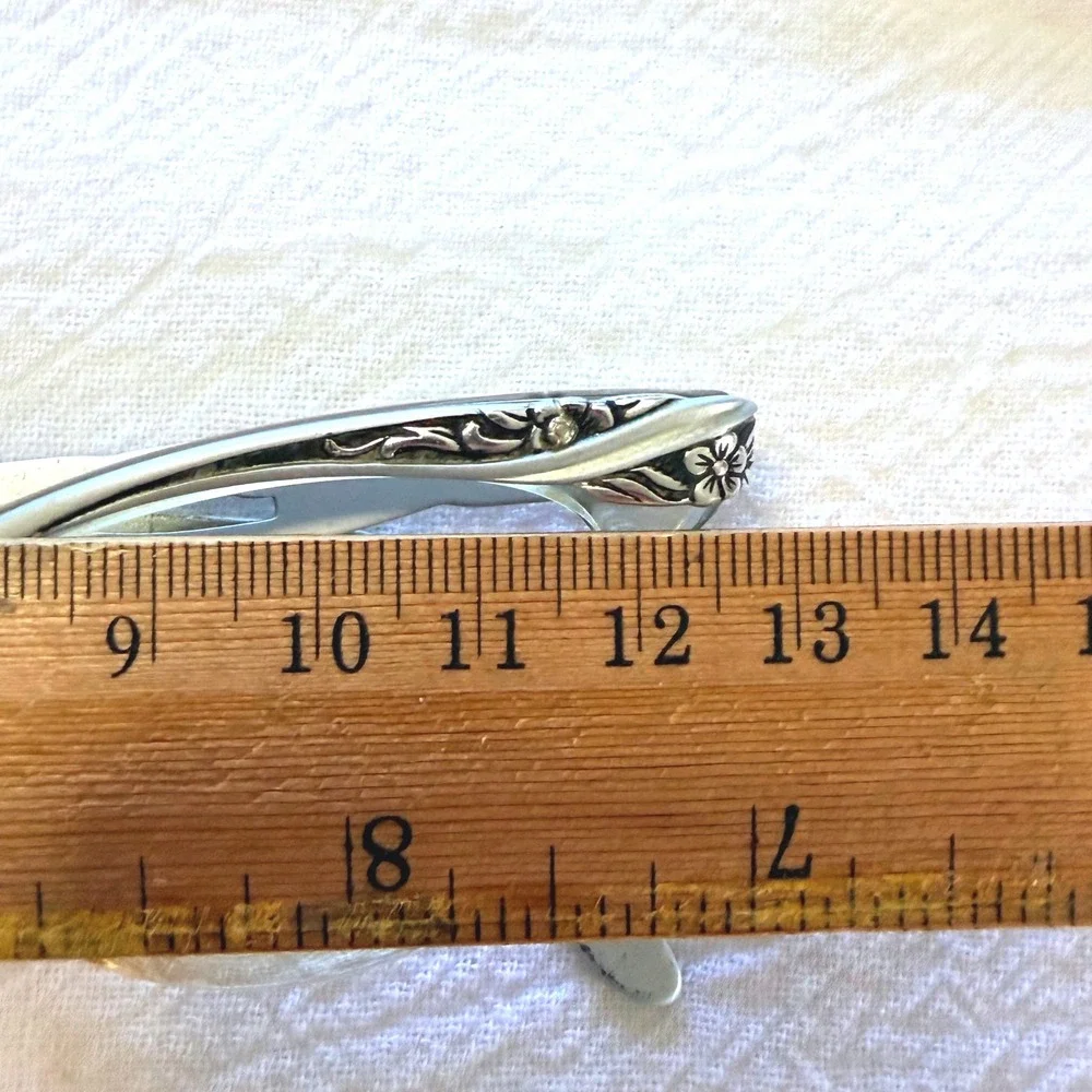 Vintage 1950s Cat Eye Glasses Floral Metal Overlay Silver Amber Clear Frames